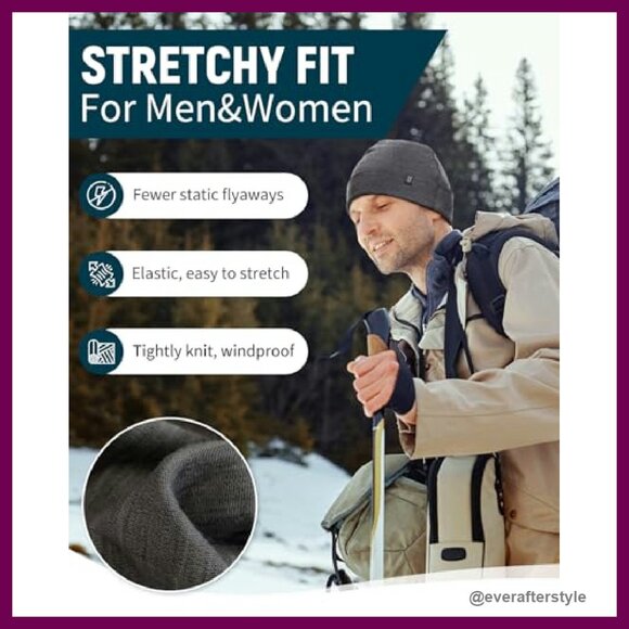 100% Merino Wool Thermal Beanie Lightweight Soft Snug Fit Winter Hiking main image 7
